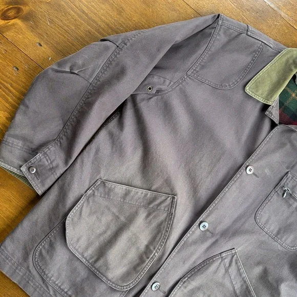 Vintage L.L. Bean Brown Canvas Field Coat Jacket Wool Plaid Lined Men's XL - Picture 4 of 15